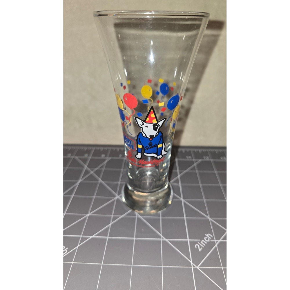 Vintage 1987 Bud Light Spuds MacKenzie Pilsner Glass Birthday Party Animal 8.25"